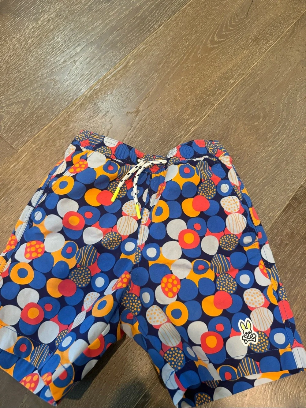 Psycho Bunny Blue Multi Polka Dot Swim Shorts boys 7/8